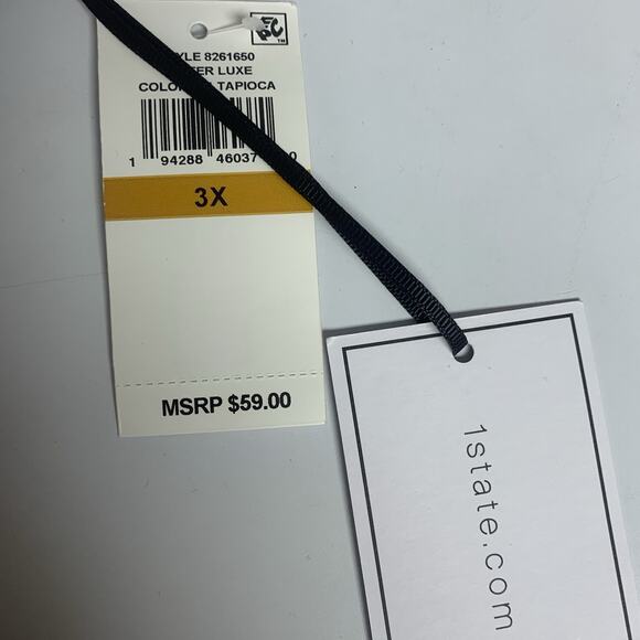 1. STATE Shirt Womens 3X Surplice Ribbed Cream Balletcore Faux Wrap Sleeve Ties - Picture 8 of 9